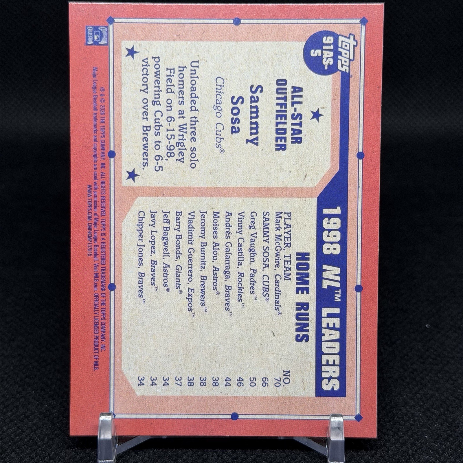 2026 Topps 1991 Topps Baseball 35th Anniversary All-Stars #91AS-5 Sammy Sosa