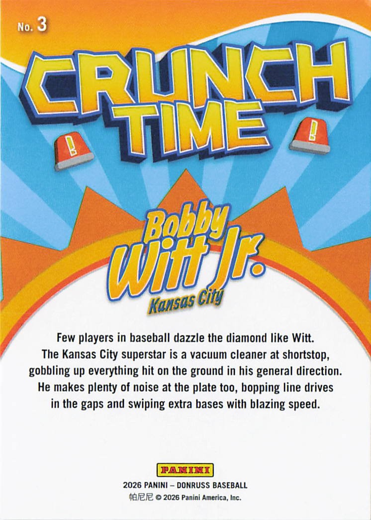 2026 Donruss Baseball Inserts “Crunch Time” You Pick Cards #1-20