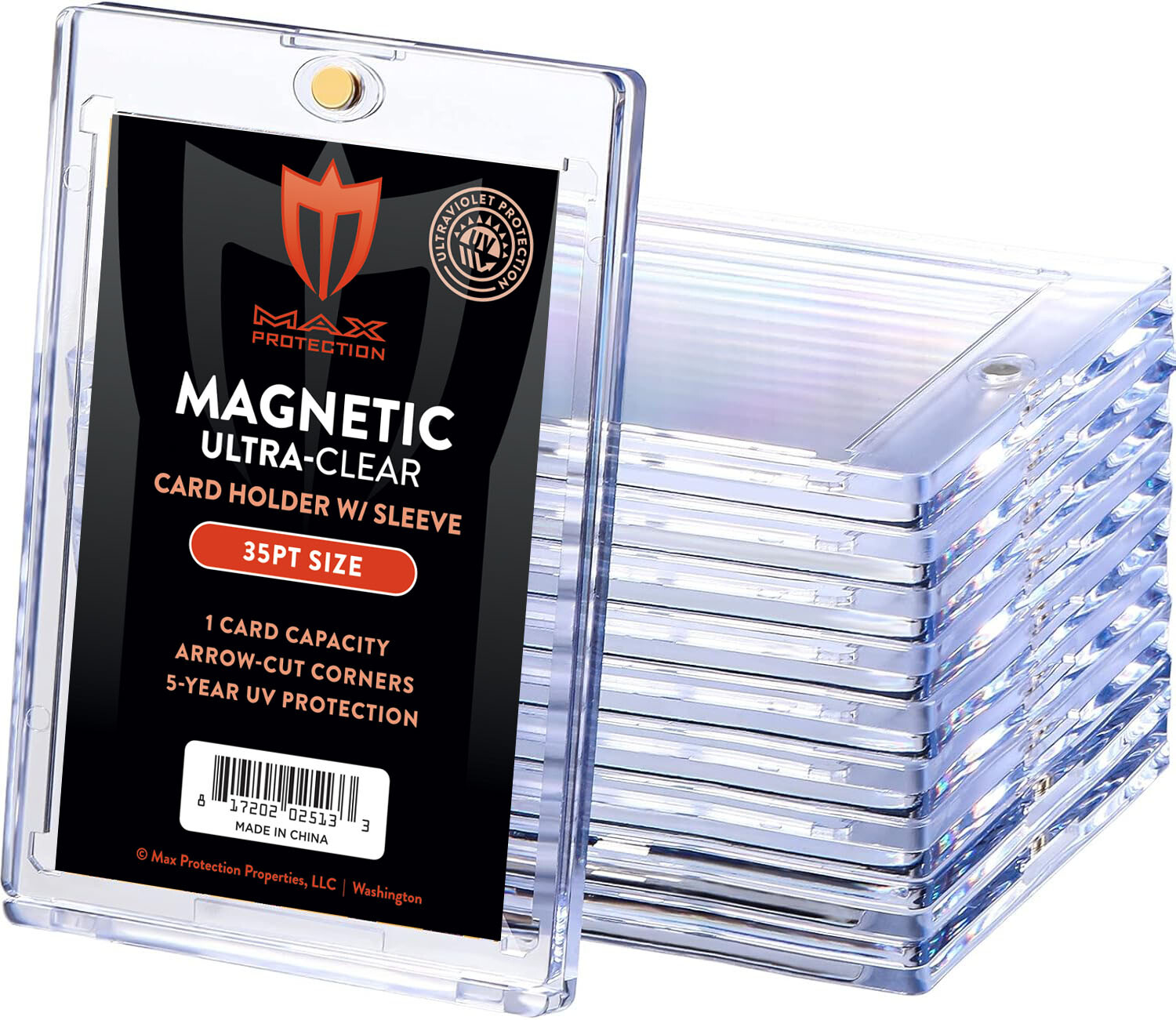 25ct Max Pro One UV Touch Magnetic Card Holder 35pt w/Sleeve Size plus Sleeves