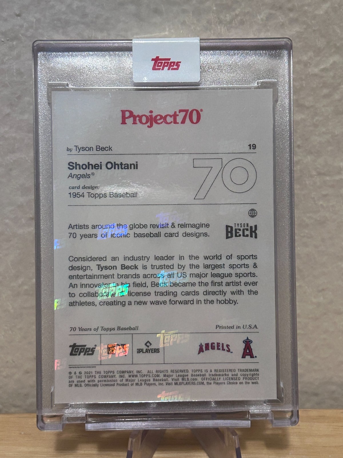 Topps Project 70 Shohei Ohtani Tyson Beck #19 PR: 3215 FIRST P70 OHTANI