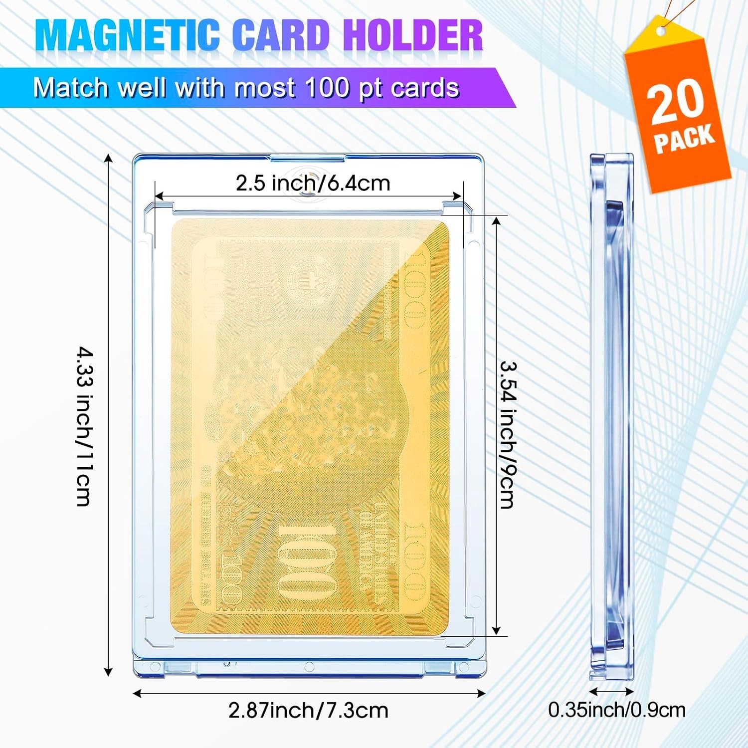 20 Pcs 100 Pt Acrylic Magnetic Card Holders 2.5 x 3.54 Inch Tag Holder Clear …