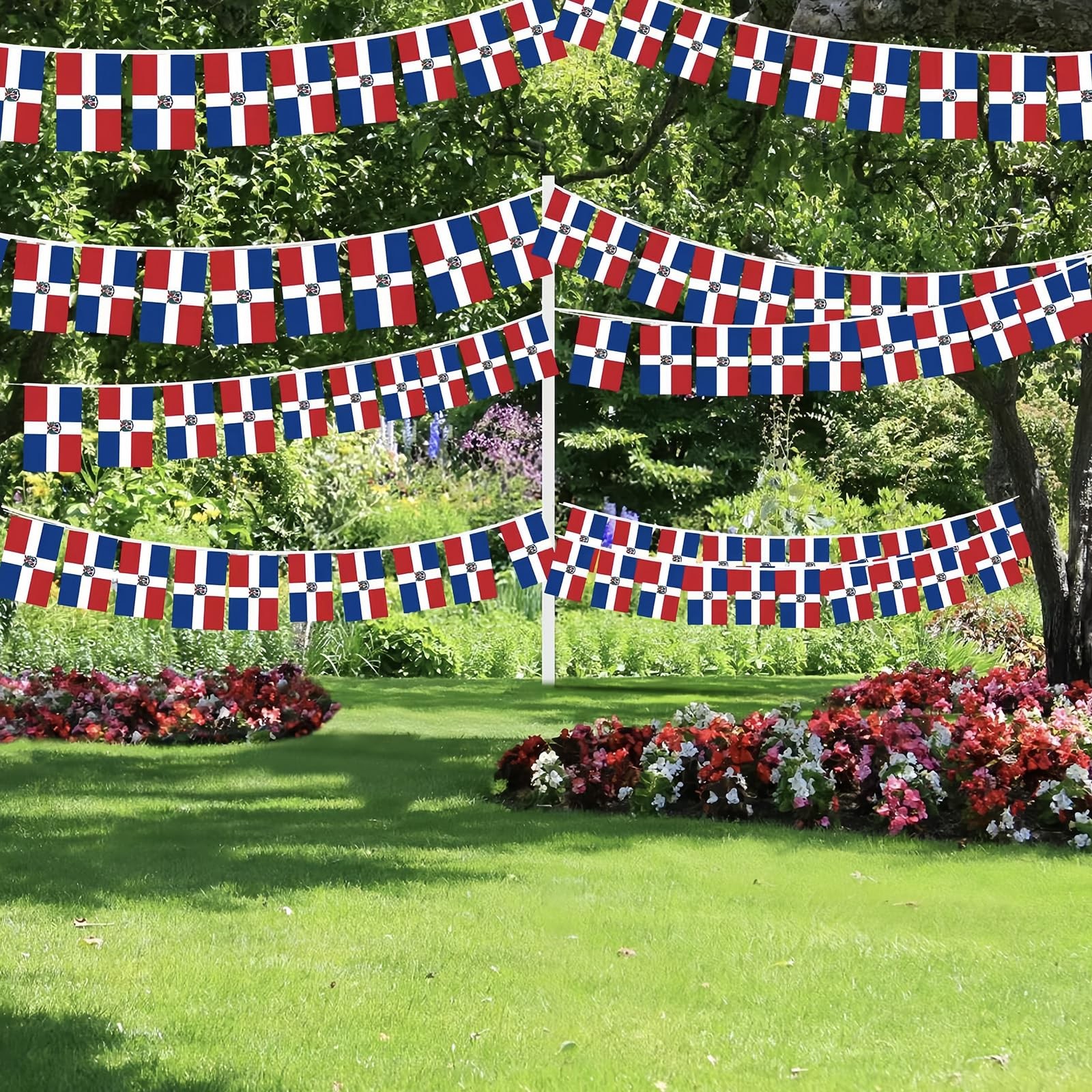 AhfuLife 30 Pcs Dominican String Flags for 5.51×8.26 in-30 Pcs,