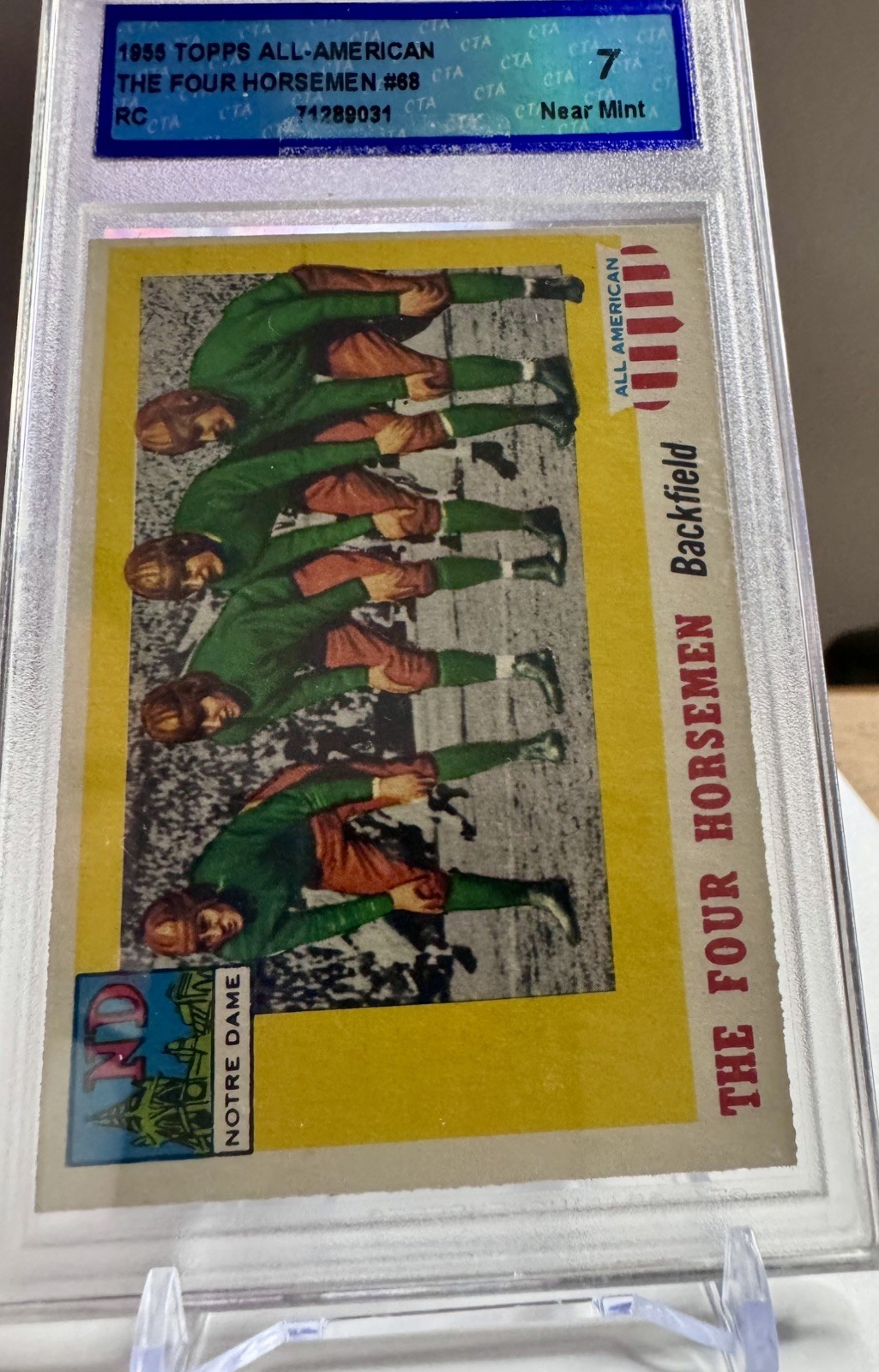 1955 Topps All-American #68 The Four Horsemen Notre Dame CTA 7 NM W/ Cert Card