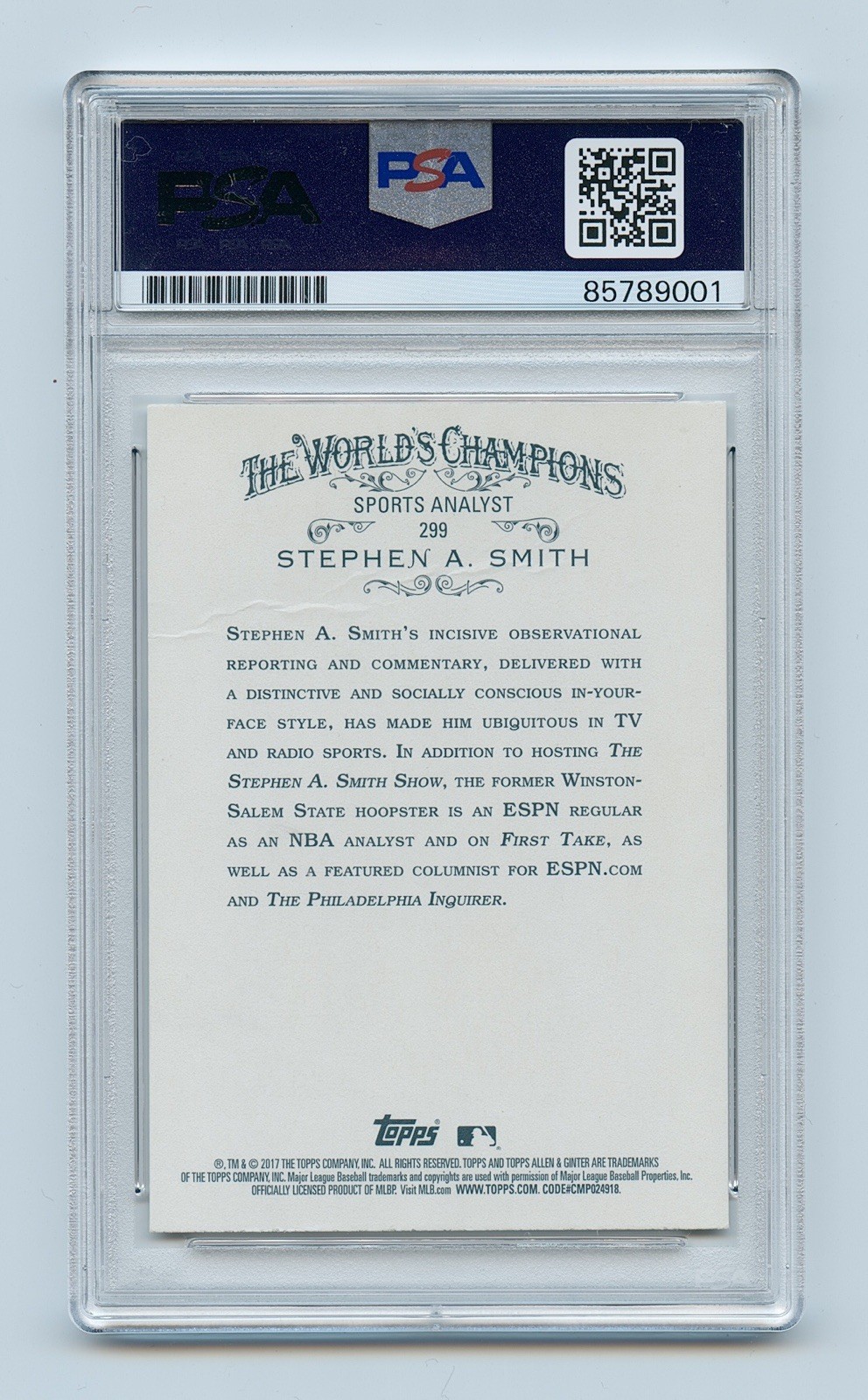 Stephen A. Smith Signed Autographed 2017 Topps Allen & Ginter #299 ESPN Card Psa