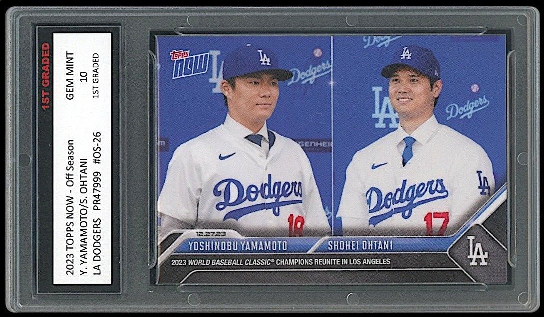 Yoshinobu Yamamoto/Shohei Ohtani 2023 Topps Now (Dual) 1st Graded 10 Rookie Card