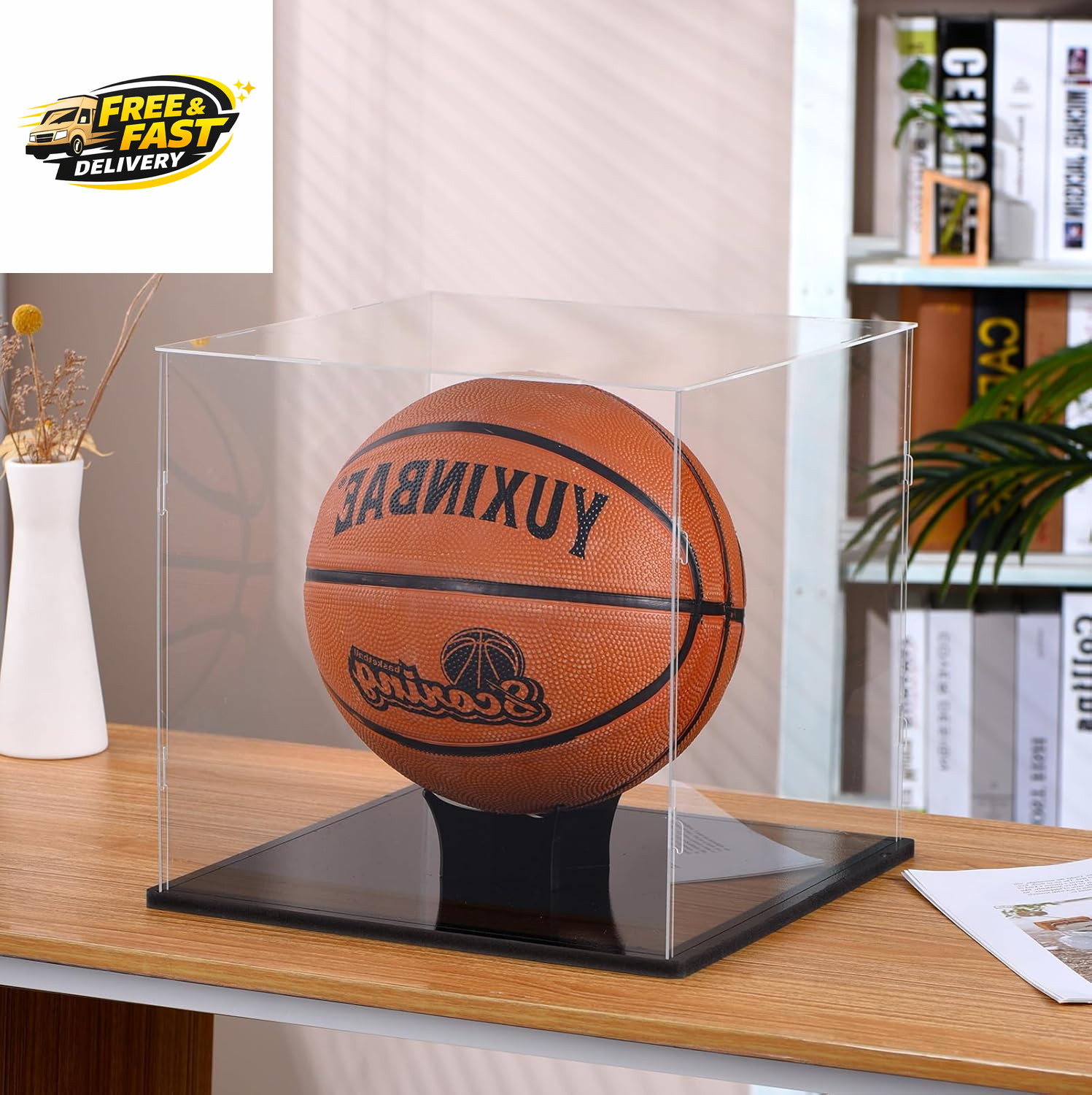 Clear Acrylic Display Case UV Protected Acrylic Basketball Holder, Display Case