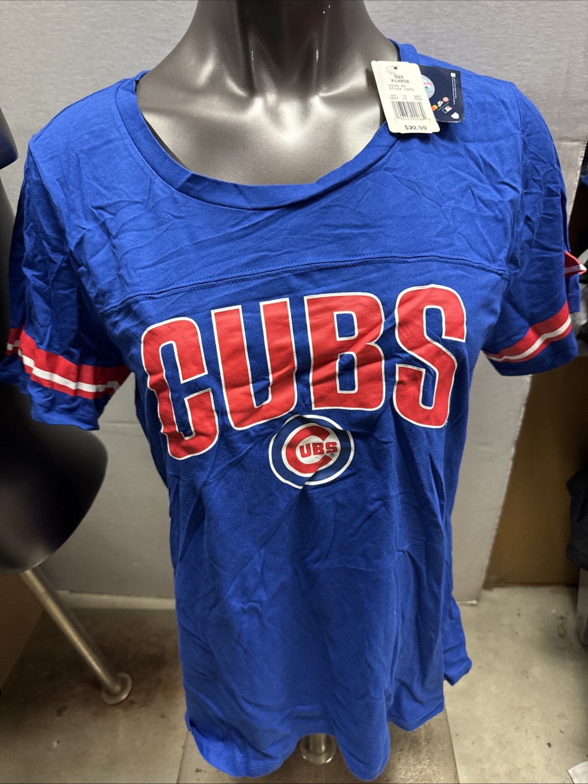 Chicago Cubs Women’s Blue Campus Lifestyle 100% Cotton T-Shirt 5 Sizes NEW