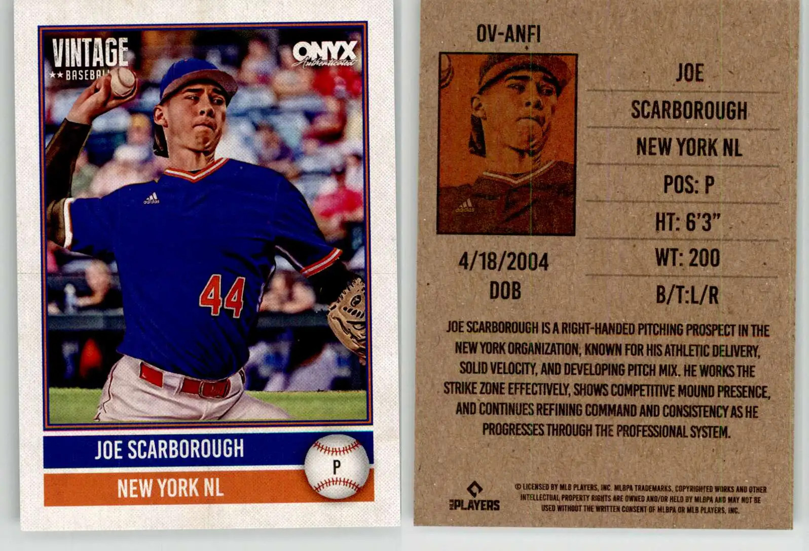 Joe Scarborough 2026 ONYX Vintage Baseball OV-ANFI Mets