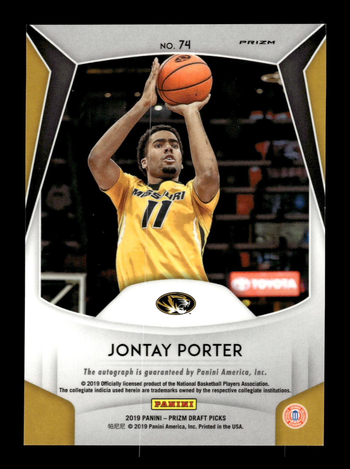 2019 Panini Prizm Draft #74 Jontay Porter Auto ROOKIE RC Red Black Snake Skin