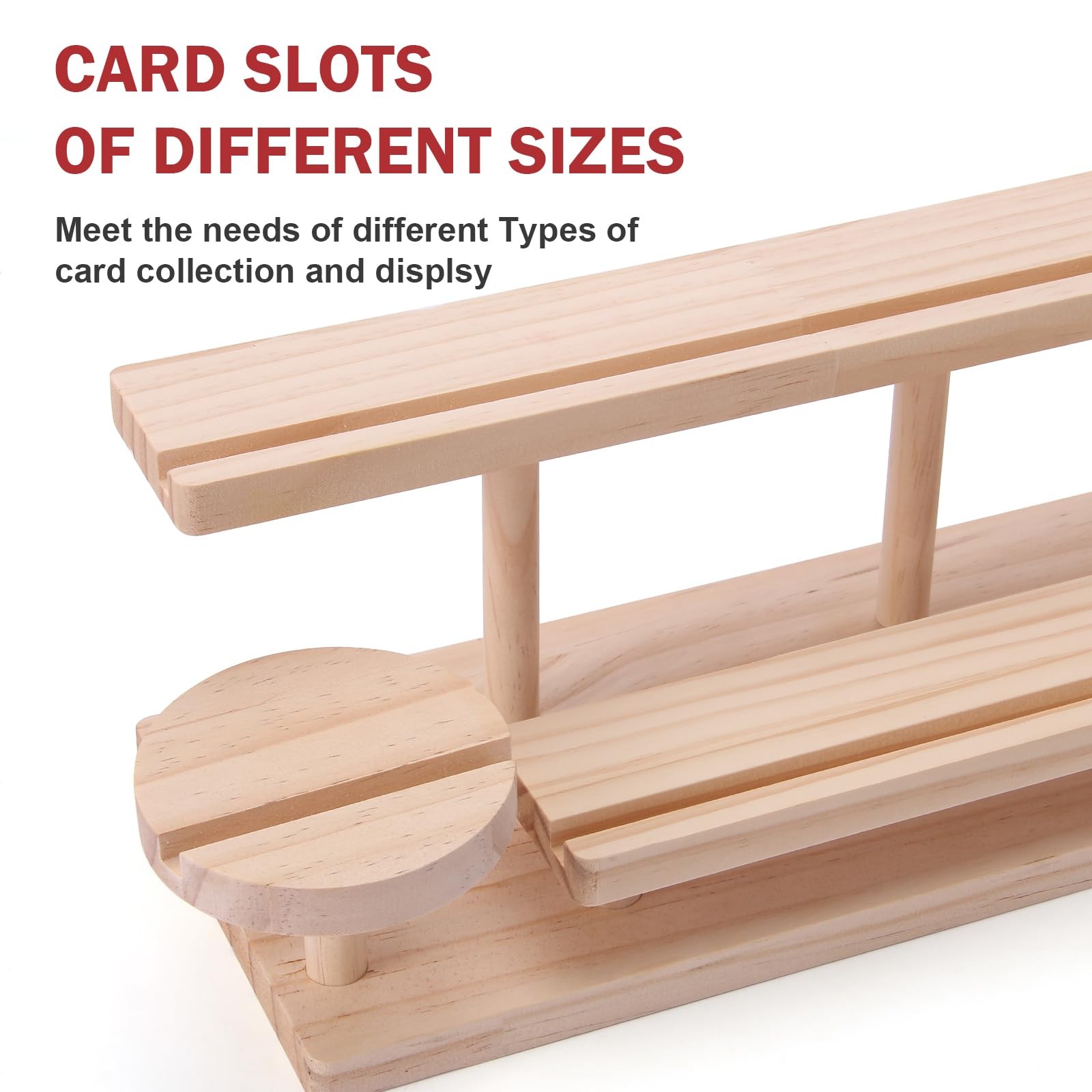 Wooden Trading Card Display Stand, 3 Tier Holder for Graded, Sports & TCG Cards