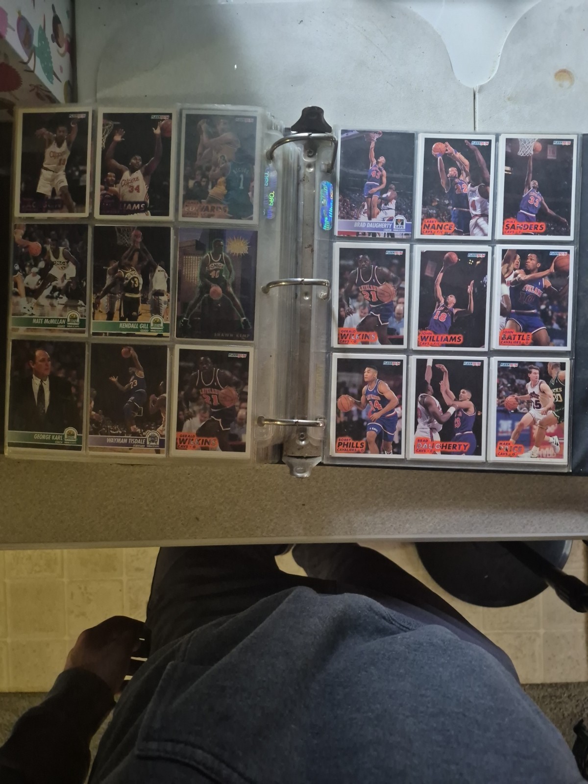 1991-95 football and basketball binder full of cards, front and back 500+ cards