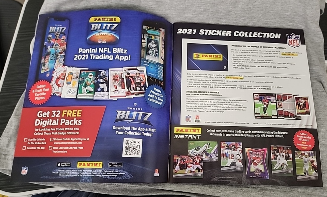 2021 Panini NFL Sticker Card Collection Book (Never Used)