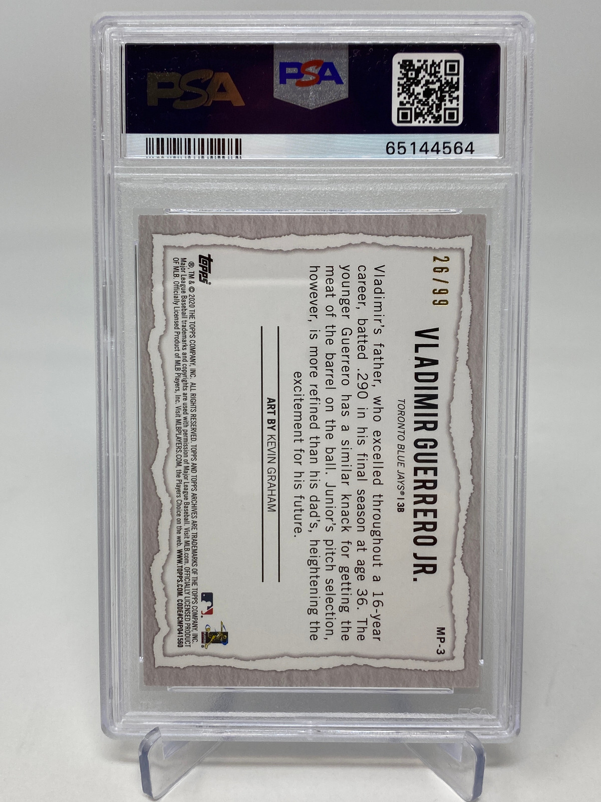 2020 Topps Gallery #MP3 Vladimir Guerrero jr Modern Artists Blue #26/99 PSA 9