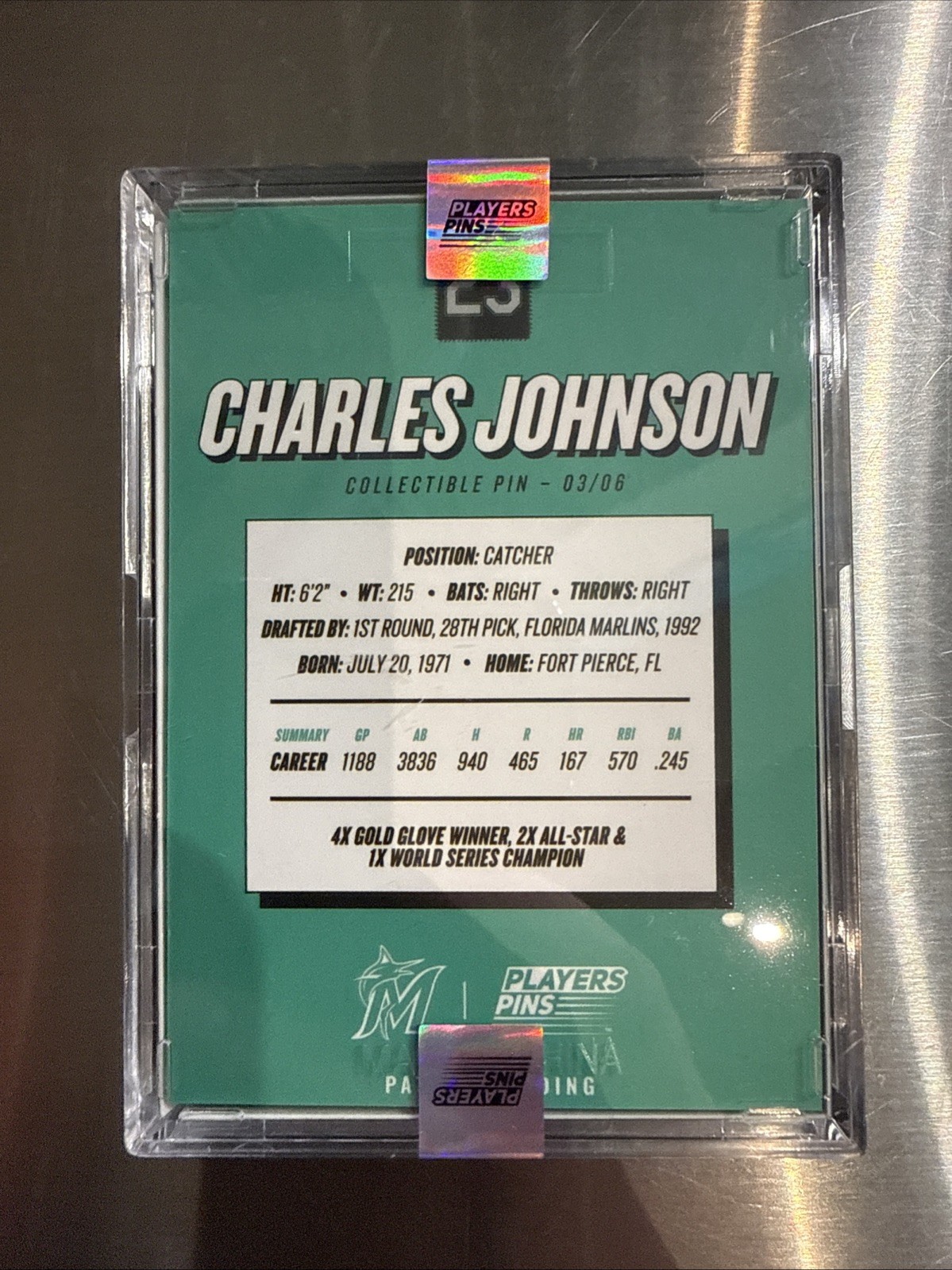 Charles Johnson – Legends Pin – Miami Marlins – Players Pin – Limited Edition