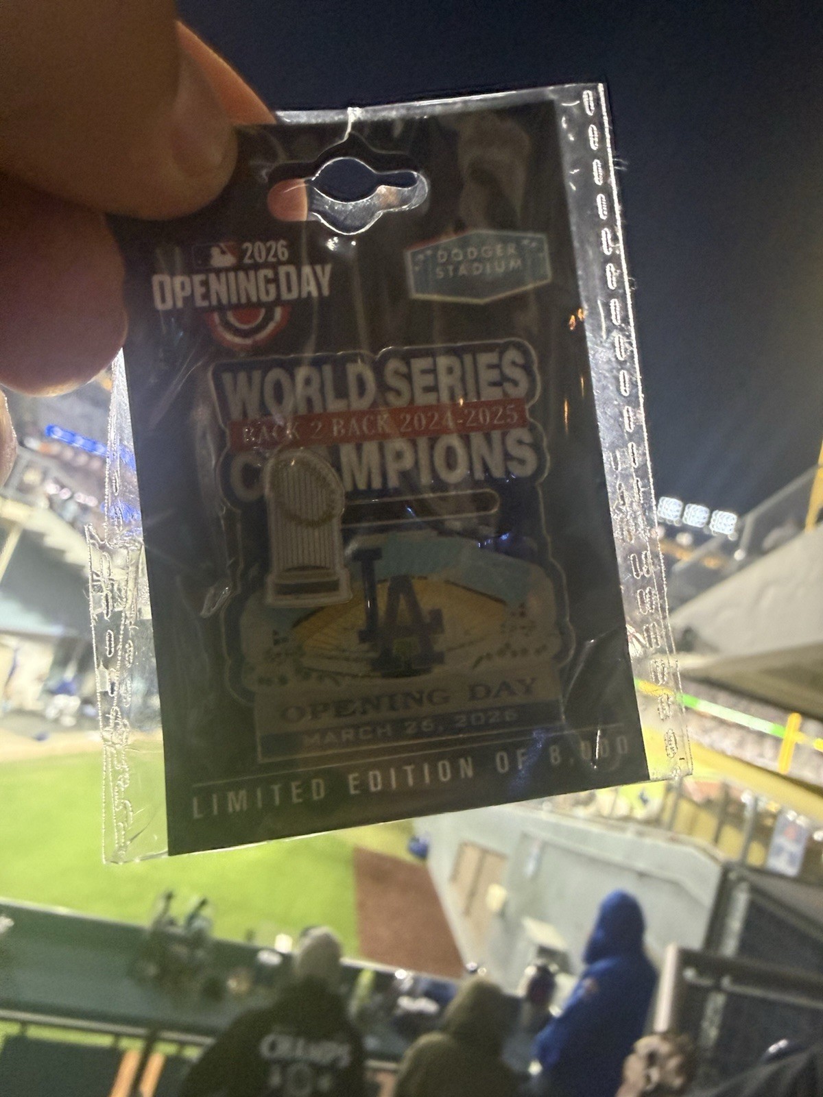 2026 Los Angeles Dodgers Opening Day Pin Dodgers Stadium Trophy World Series