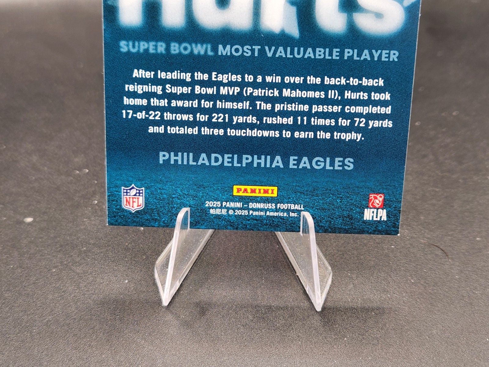 2025 Donruss #1 Jalen Hurts Super Bowl MVP Philadelphia Eagles