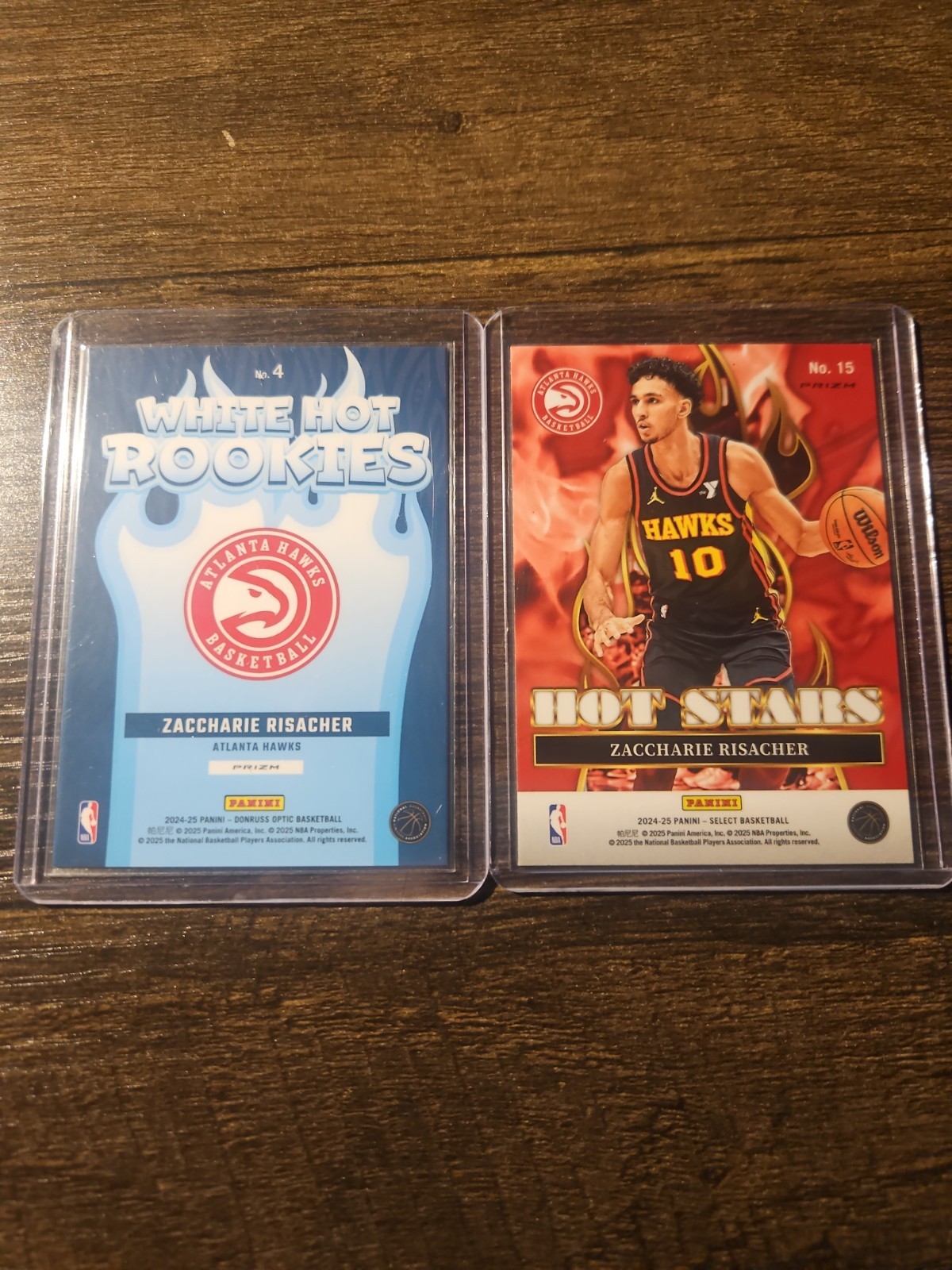 Lot of 2 Zaccharie Risacher Optic White Hot Rookies Purple & Select Hot Stars RC
