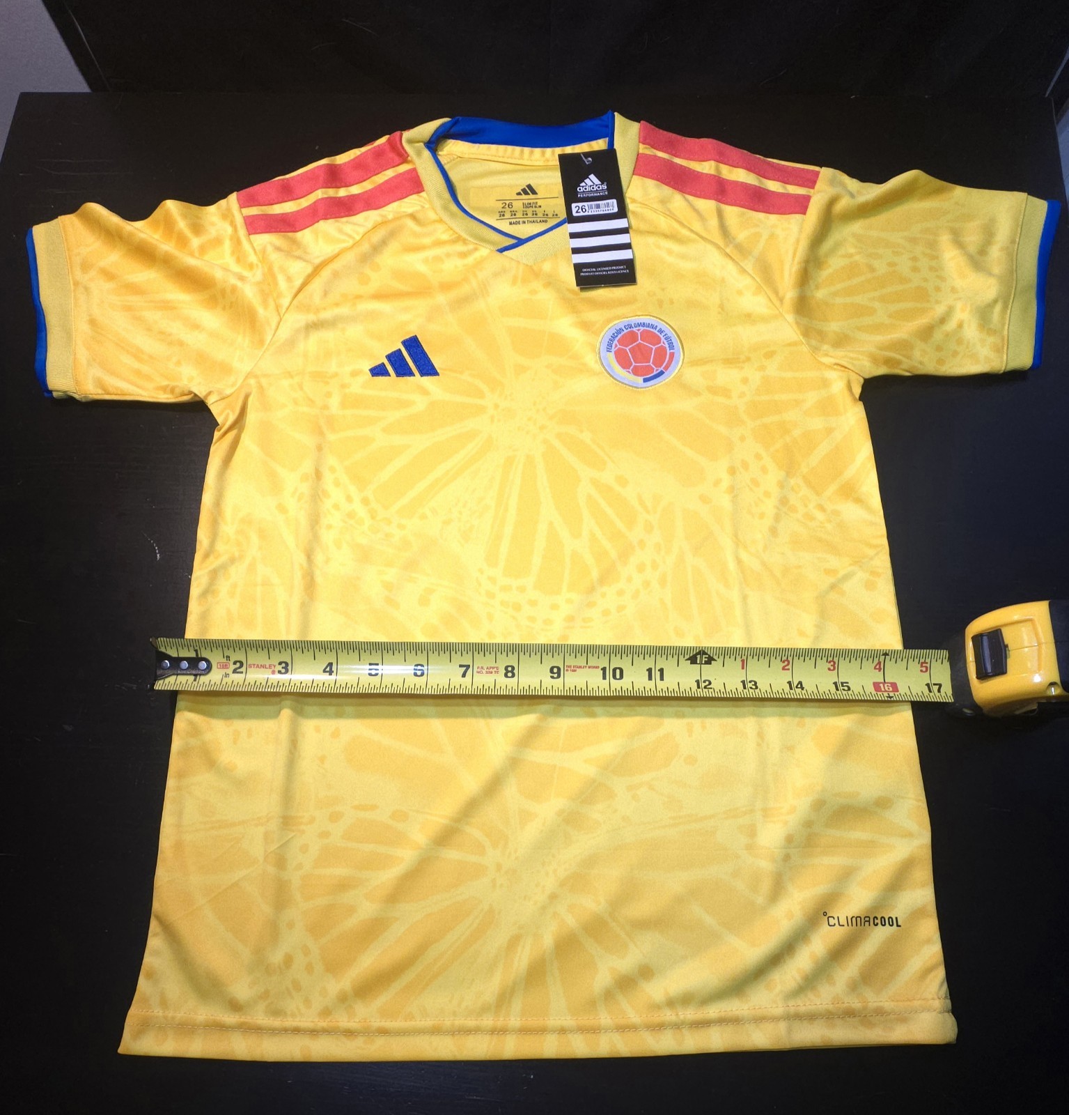 adidas Colombia National Team Soccer Jersey & Shorts Set Yellow Blue Red size26