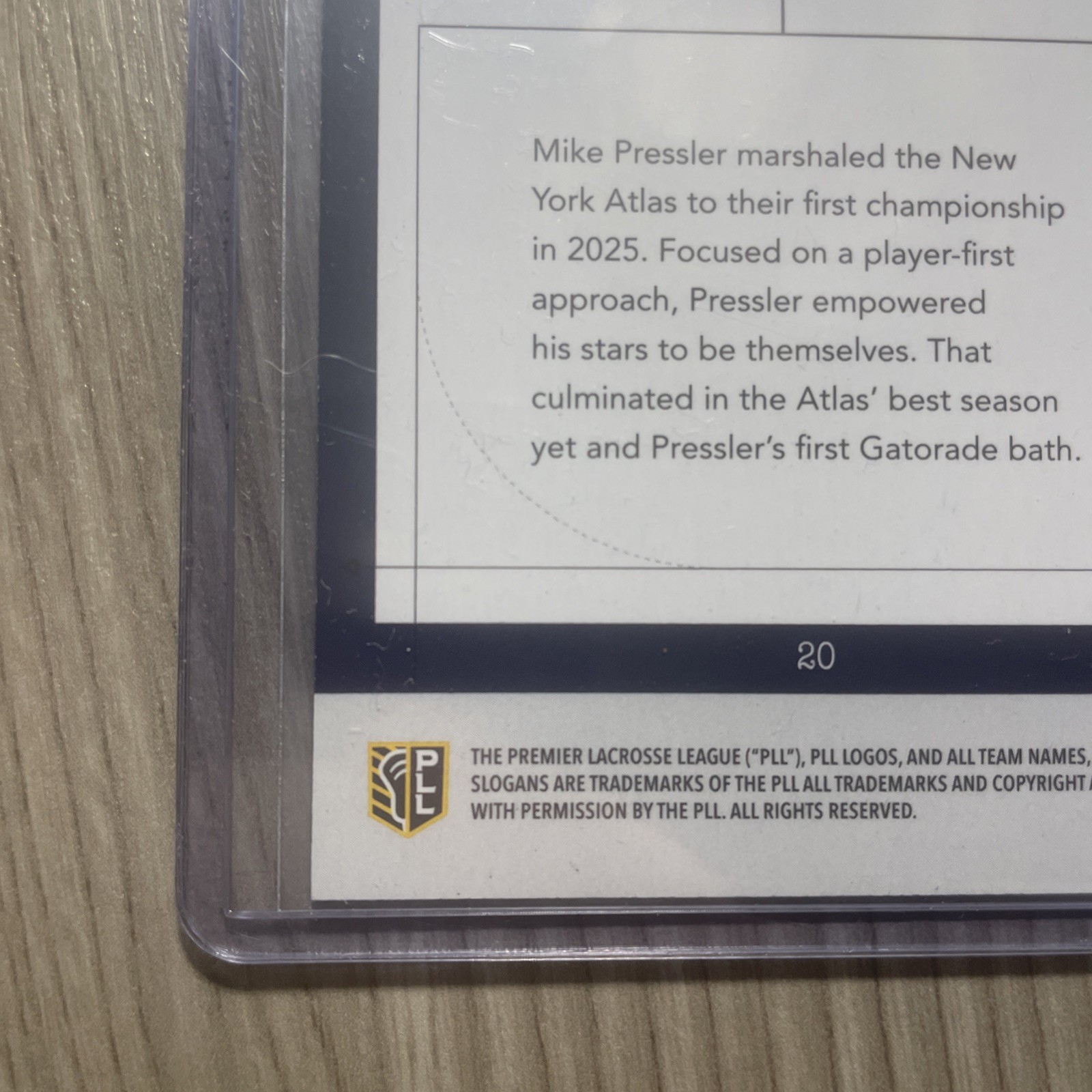 Mike Pressler Auto 6/25 Premier Lacrosse League Fieldside 2026 NY Atlas Coach