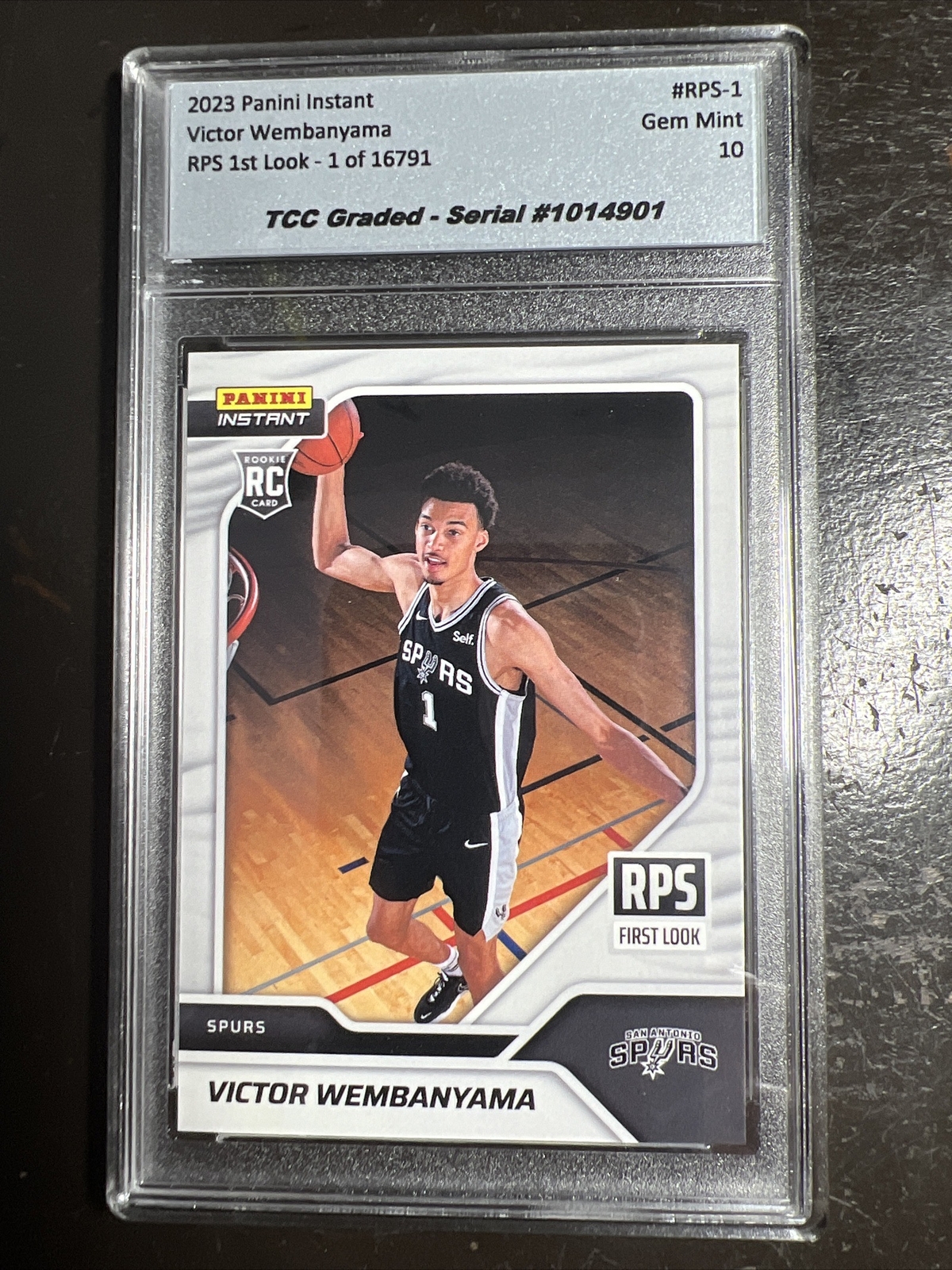 2023-24 Panini Instant RPS 1st Look Victor Wembanyama TCC Graded Gem Mint 10