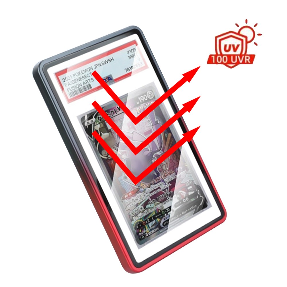 Magnetic Aluminum Metal Case UV-Resistant Tempered Glass For PSA Graded Cards