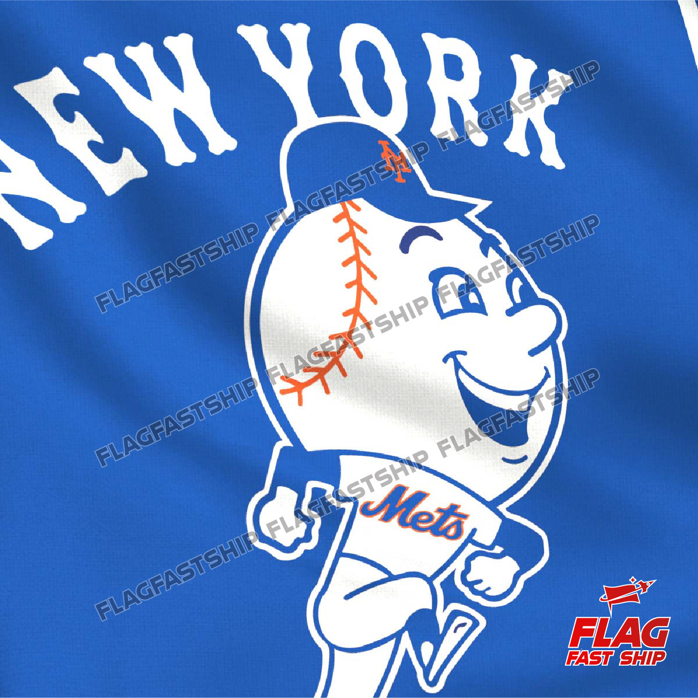 New York Mets Flag 3×5 FT Banner MR. MET Logo GrommetsUS Seller FREE Shipping