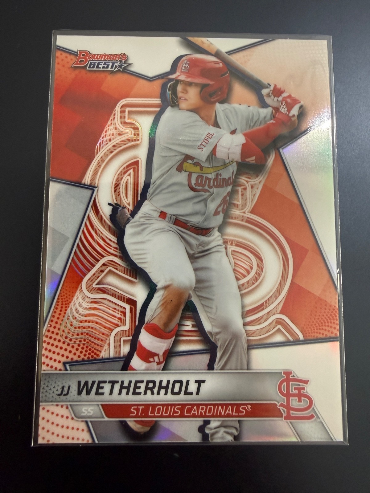 2025 Bowman’s Best Top Prospects JJ Wetherholt #TP-14 Refractor RC Cardinals NM