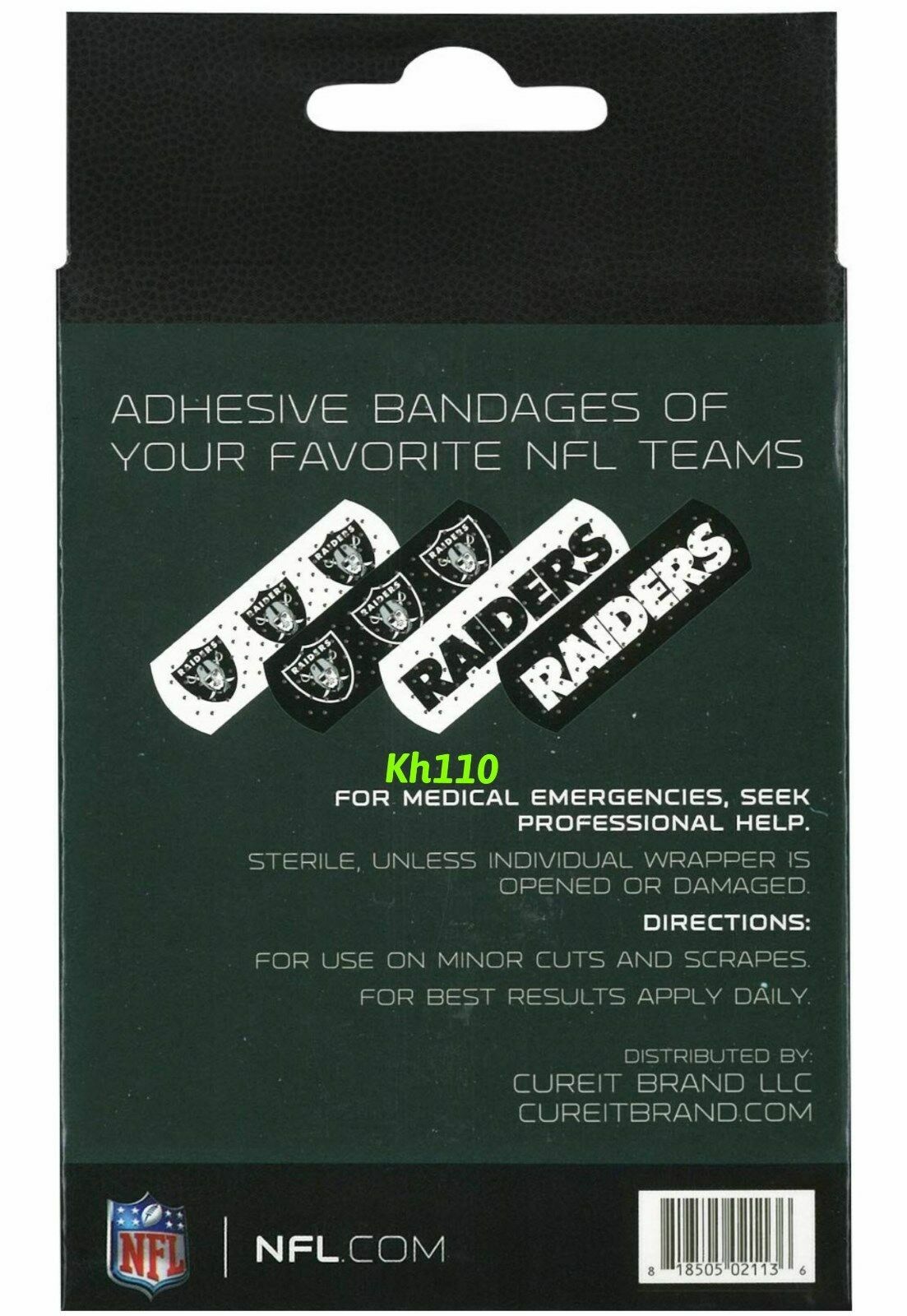 NFL Team Logo Bandages 1″x 3″, 50 Count in Box-Officially Licensed