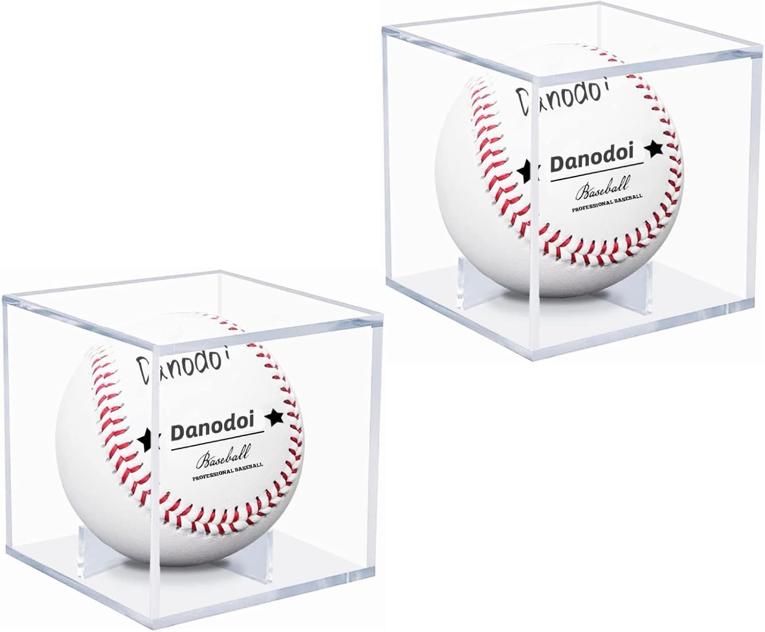 Danodoi Baseball Display Case UV Protected Acrylic Clear Baseball Holder Square