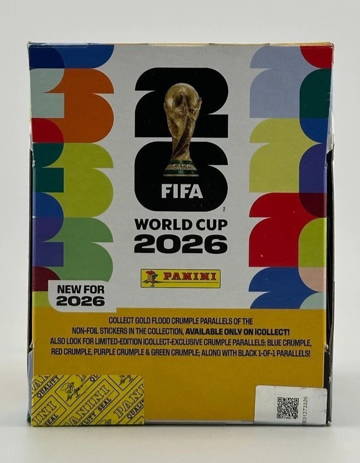 Panini FIFA World Cup 2026 Gold Crumple Sticker Box 50 Packets 350 Stickers