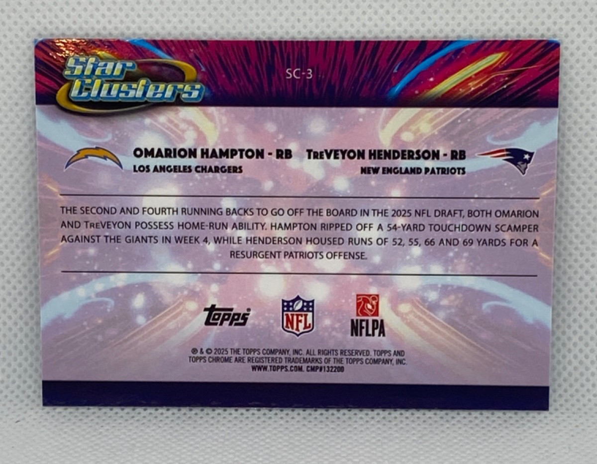 2025 Topps Chrome Cosmic #SC-3 Star Clusters Omarion Hampton TreVeyon Henderson