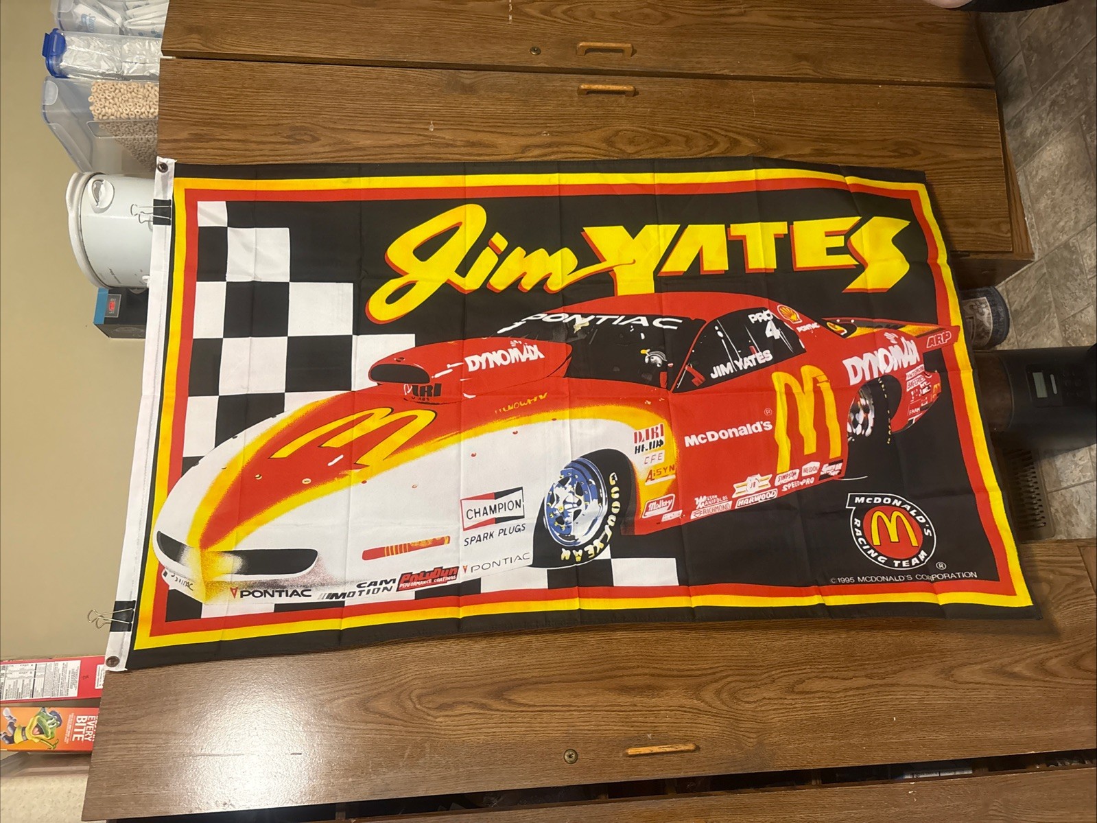 JIM YATES MCDONALDS SINGLE SIDED 3 by 5 FLAG ! FAST SHIPPING !