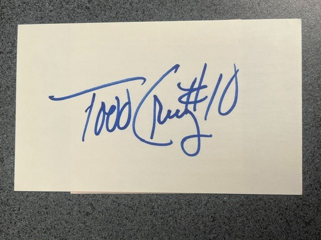 Todd Cruz autographed 3 x 5 index card MLB Guaranteed to Pass