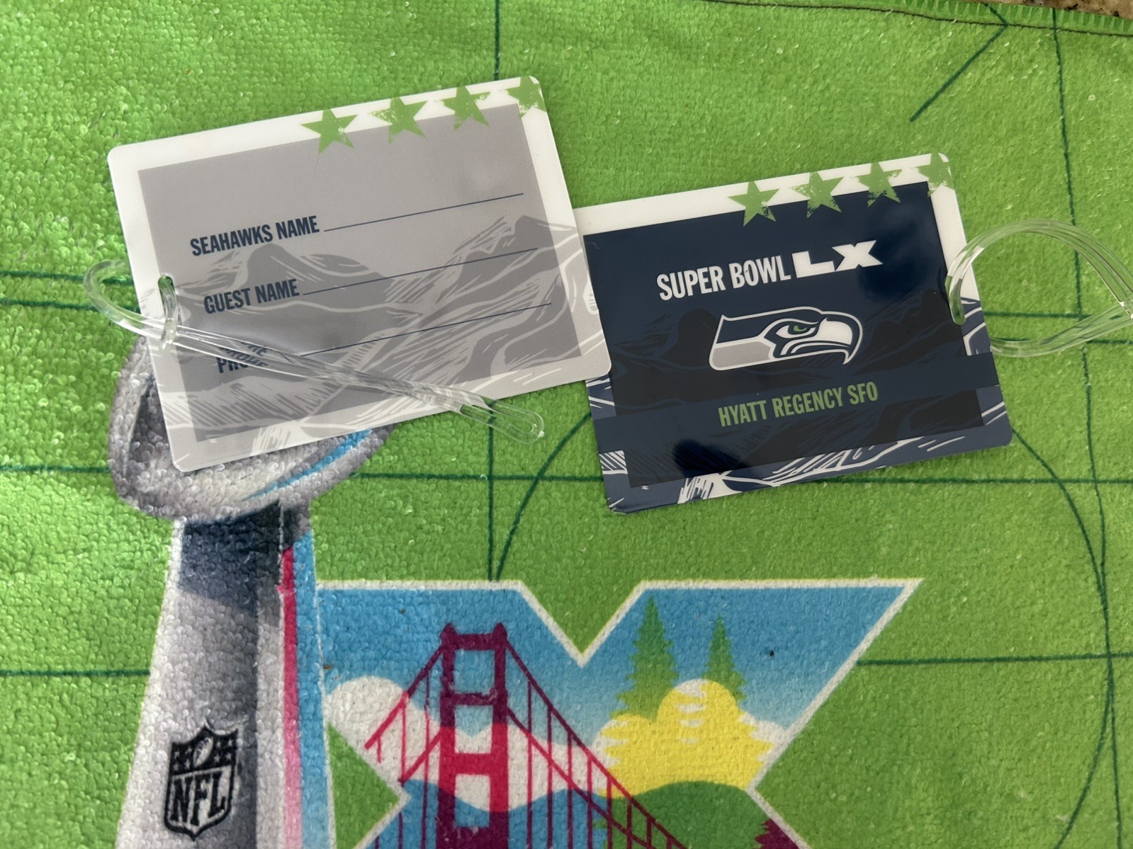 Seattle Seahawks Super Bowl LX 60 Official Game Day Rally Towel + 2 luggage tags