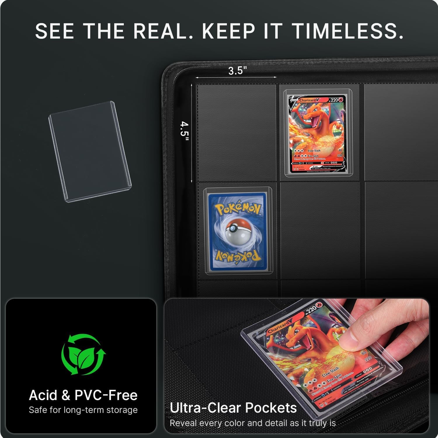 Premium 9 Pocket Trading Card Binder with 200 Top Loaders & Sleeves