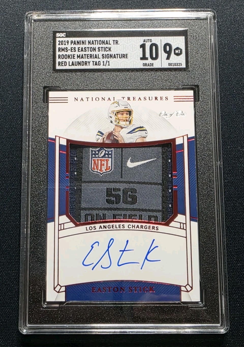 2019 National Treasures Easton Stick Rookie Patch Auto RPA NFL Shield 1/1 SGC 9