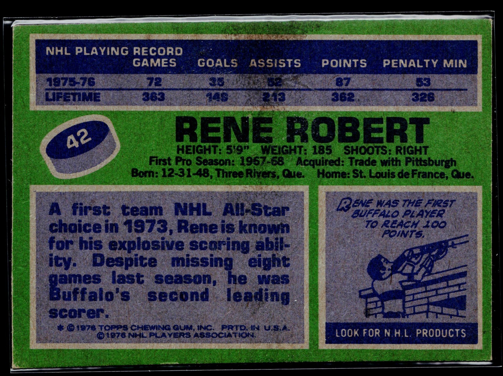 1976-77 Topps #42 Rene Robert