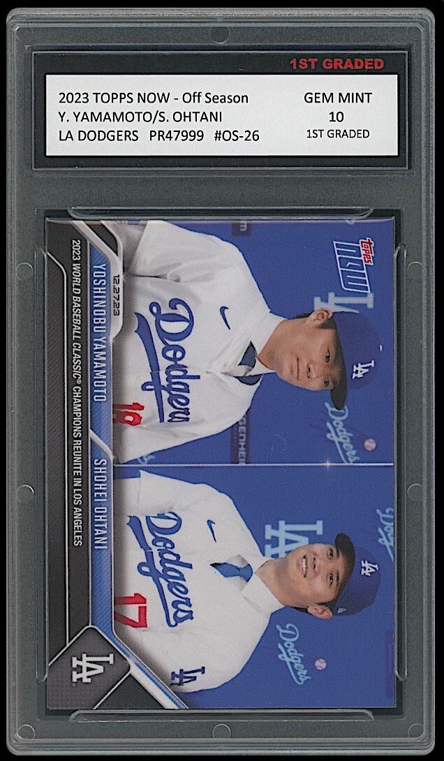 Yoshinobu Yamamoto/Shohei Ohtani 2023 Topps Now (Dual) 1st Graded 10 Rookie Card