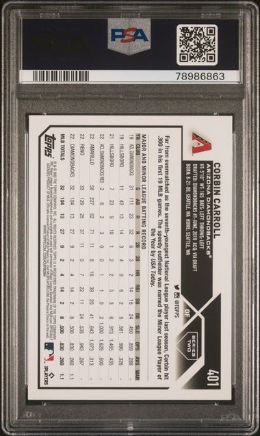 2023 Topps Series 2 Corbin Carroll RC #401 PSA 10 DIAMONDBACKS (201)