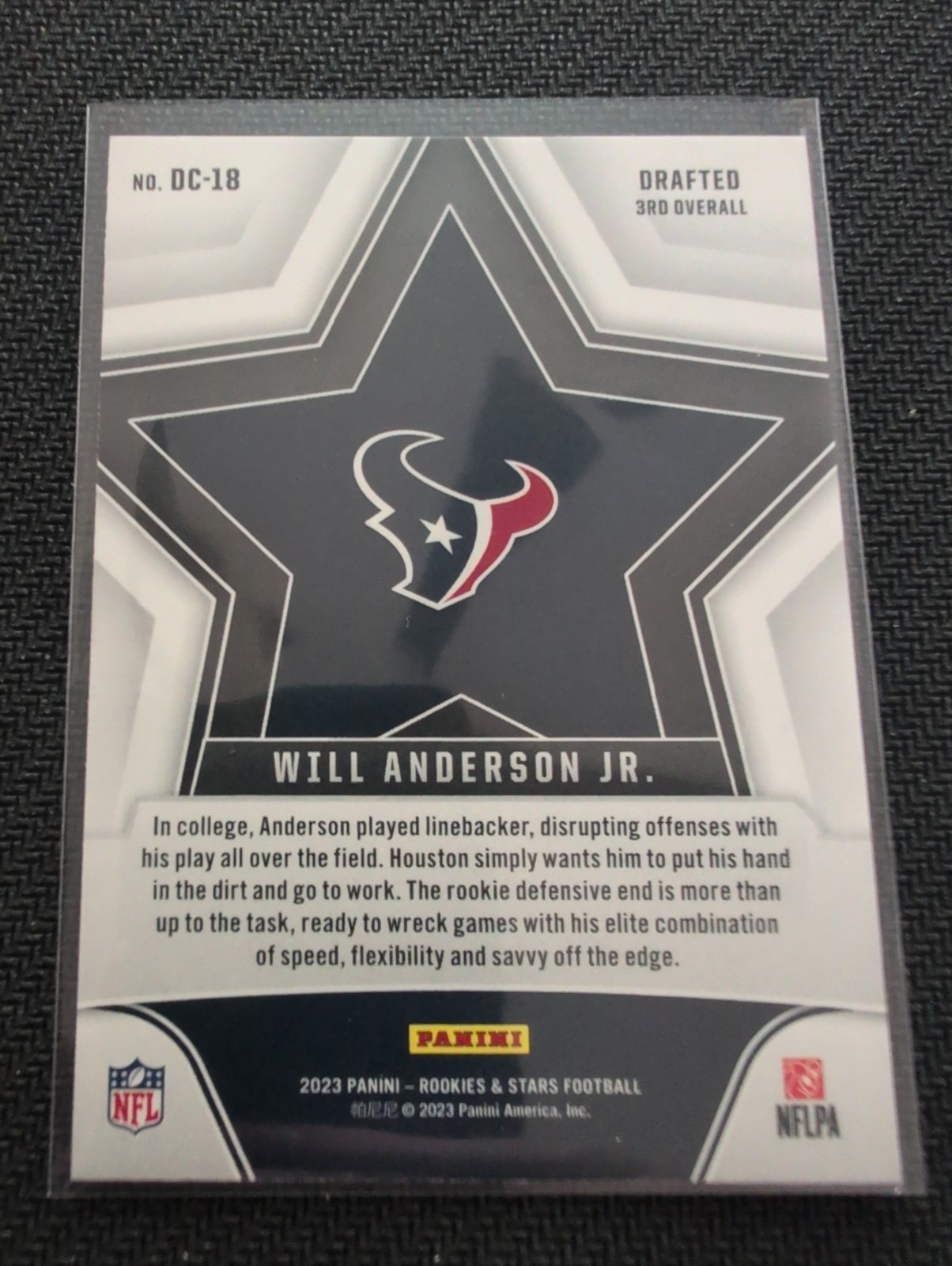 2023 Will Anderson Jr Panini Rookies & Stars Draft Class Red Longevity RC #DC-18