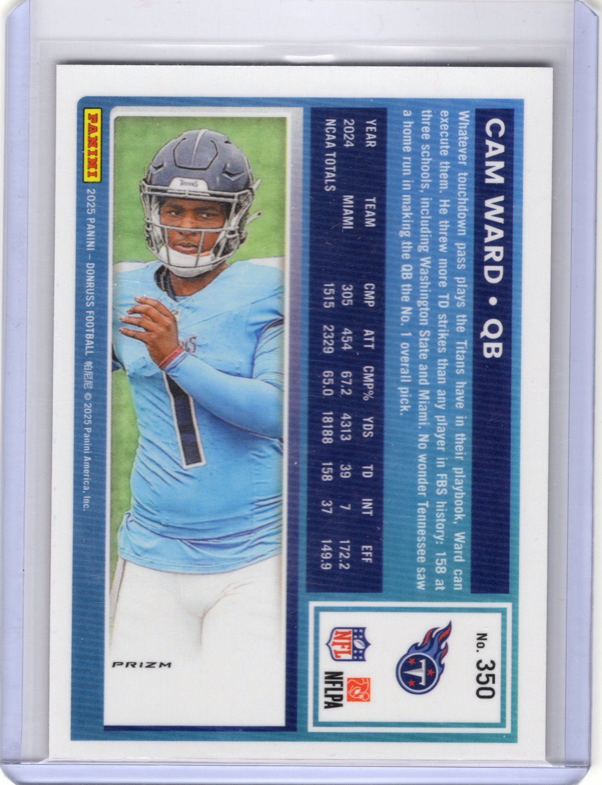2025 Panini Donruss – Rated Rookie Cameron Ward #350 Optic Preview Red Wave…
