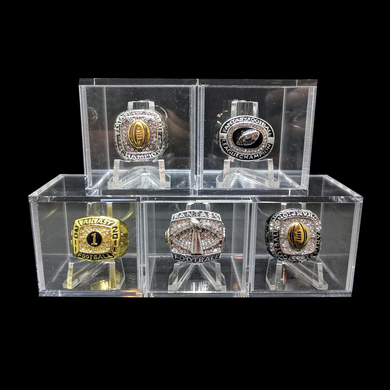 Championship Ring Display Case Box Clear Stand Holder Cube Ring Box Display Case