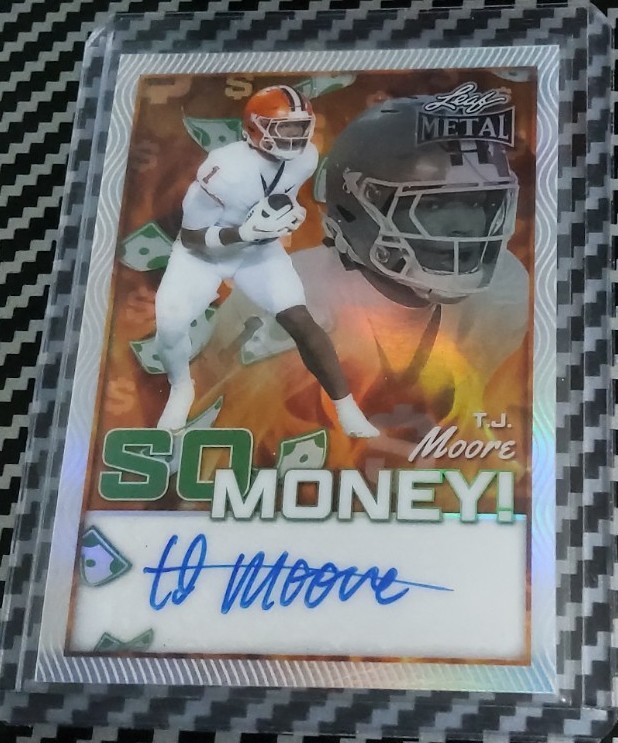 2025 Leaf Metal T.J. Moore Auto #1/1 So Money! White Chrome SSP #SM-TJM Clemson