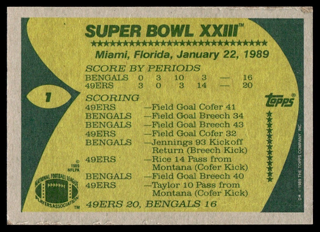 1989 Topps Football Card #’s 251-396 + 1000 YARD You Pick NMMT + Free Shipping!