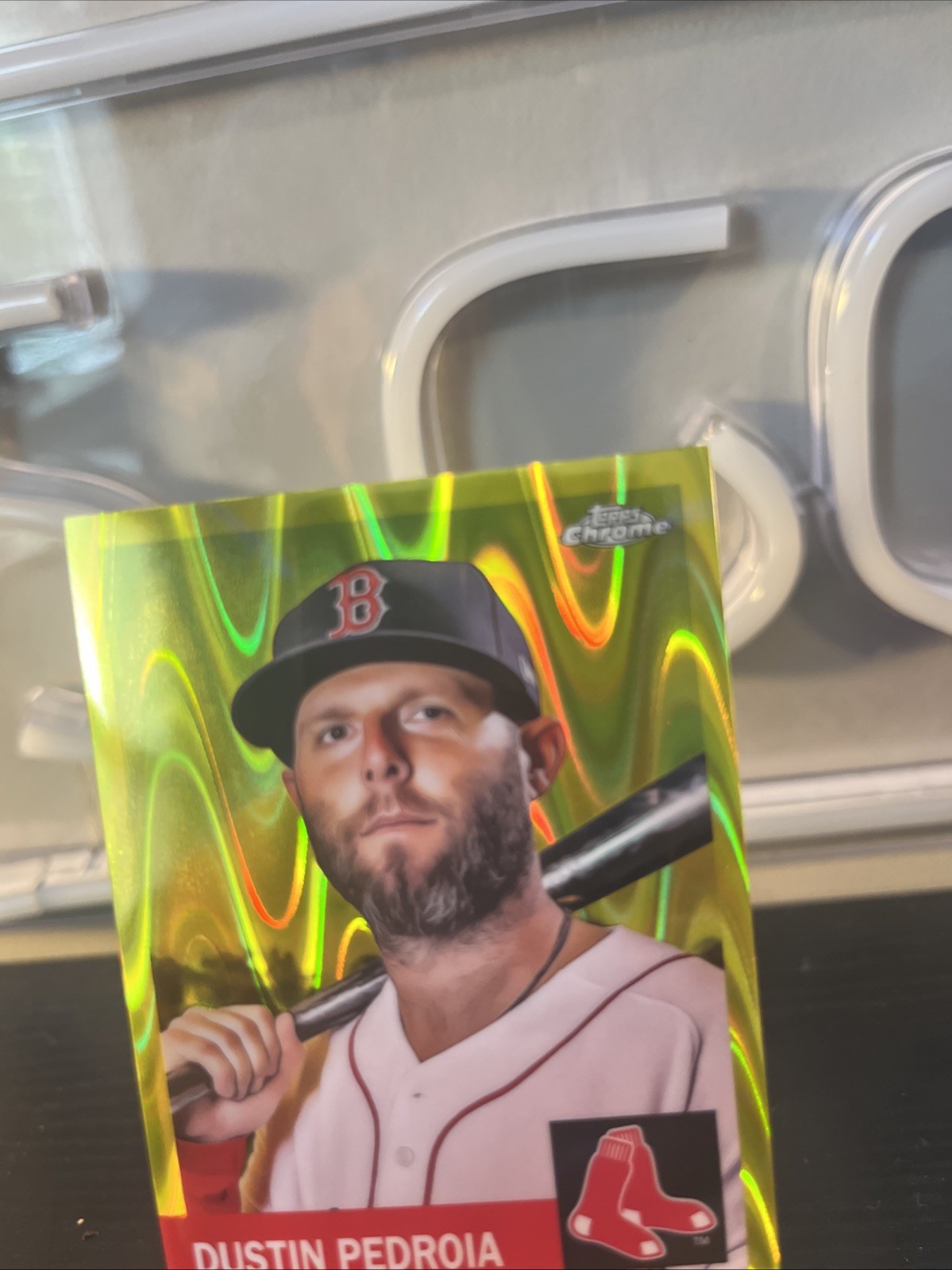 2022 Topps Chrome #108 Dustin Pedroia Yellow RayWave Refractor /250