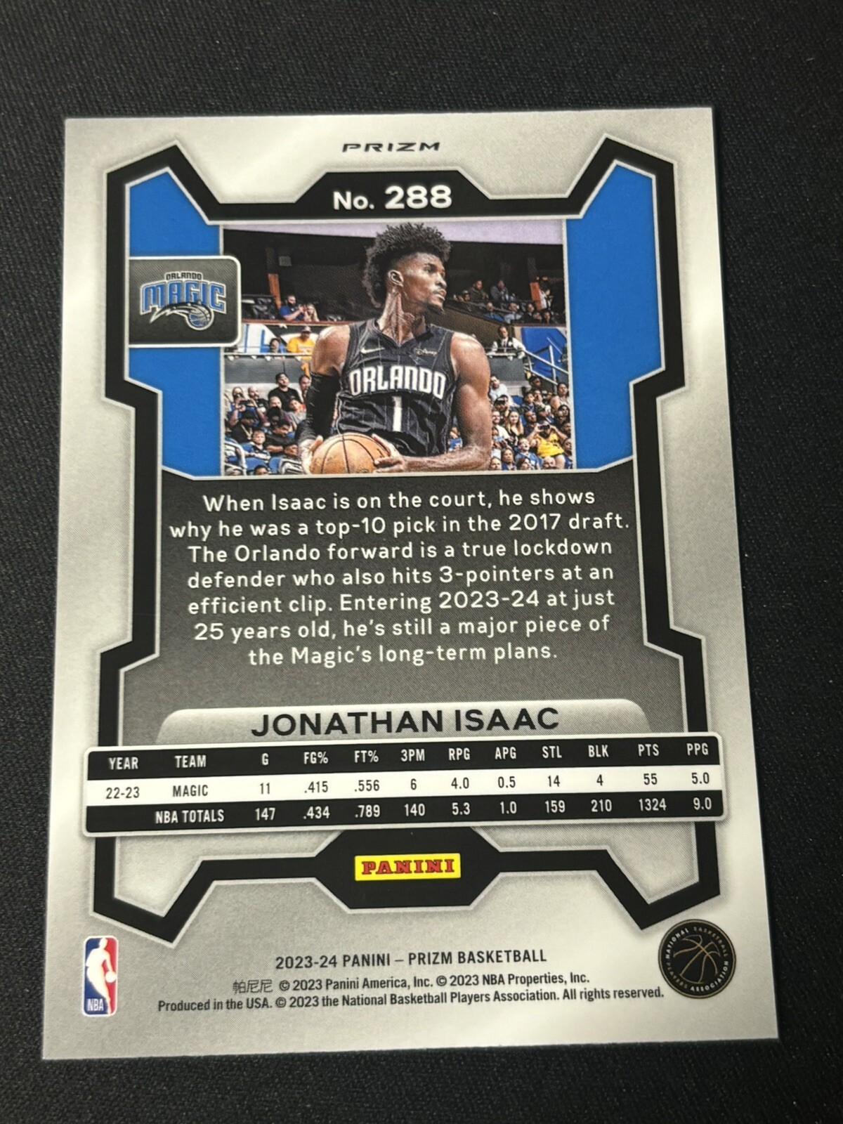 Jonathan Isaac 2023-24 Panini Prizm Orange Cracked Ice Prizm #288 Magic