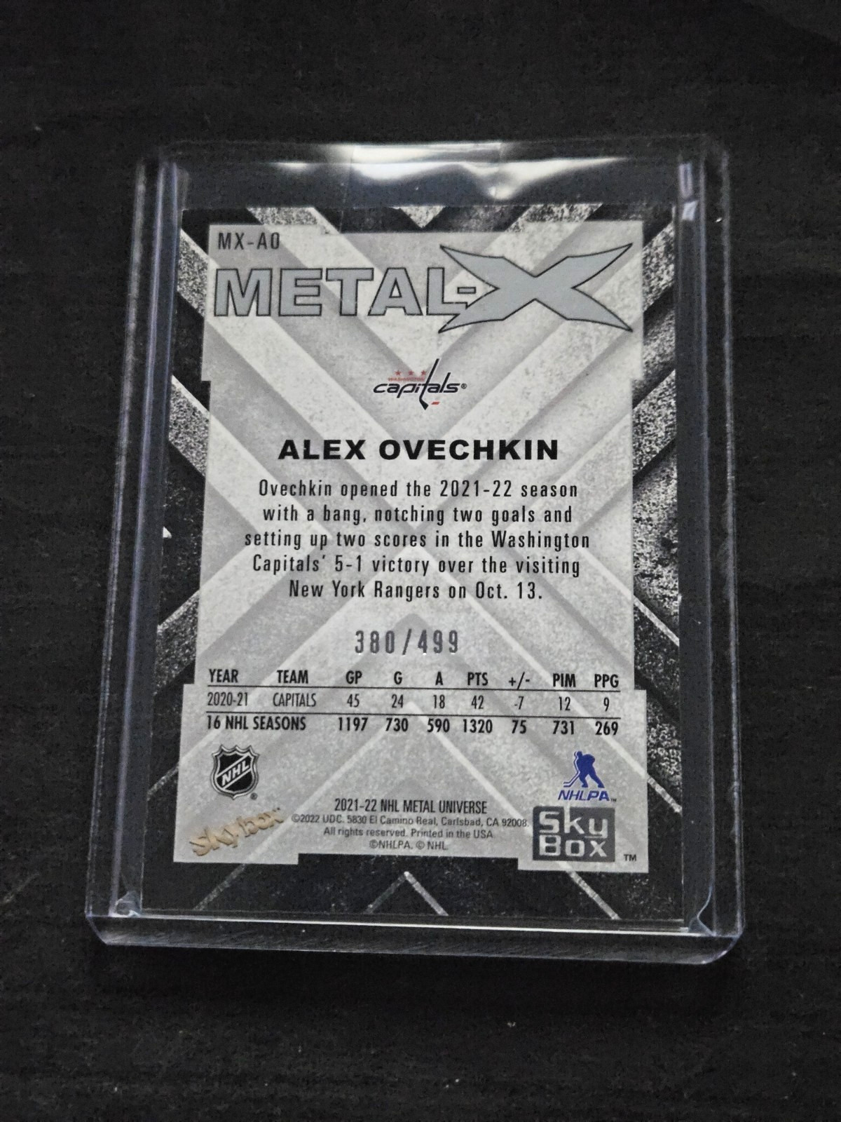2021-22 Skybox NHL Metal Universe /499 Alexander Ovechkin METAL X #MXAO Case Hit