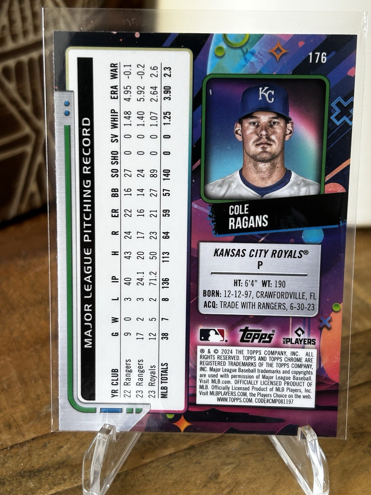 2024 Topps Cosmic Chrome Cole Ragans #176 Orange Galactic Refractor /25