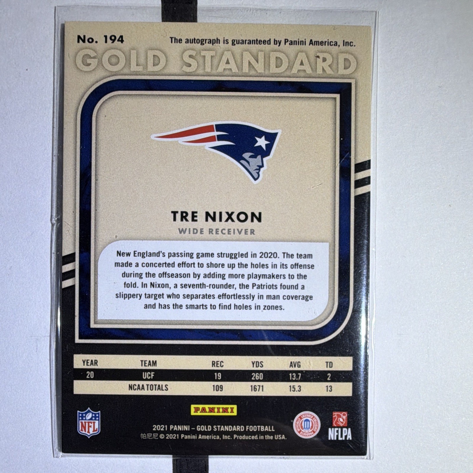 Panini 2021 Gold Standard Rookies Tre Nixon #194 Autographs RC Auto /199