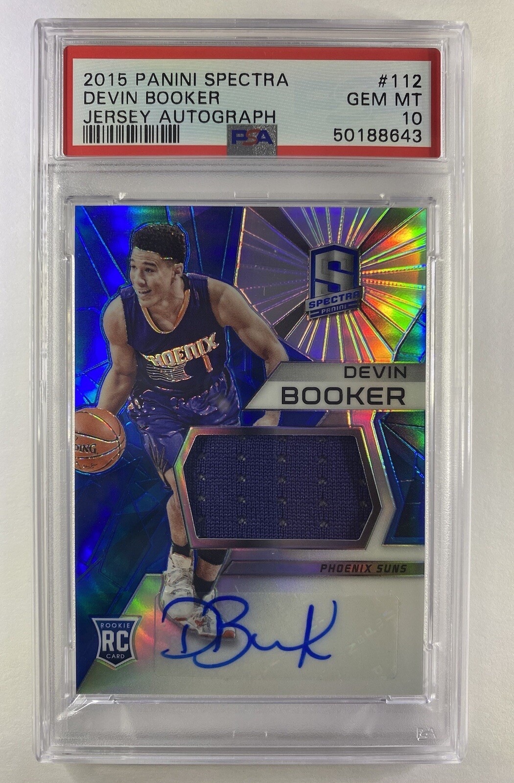 2015 Panini Spectra Devin Booker AUTO JERSEY ROOKIE #112 PSA 10 Gem Mint RC RPA